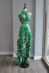 CLEARANCE - EMERALD GREEN OPEN BACK HIGH AND LOW SUMMER DRESS