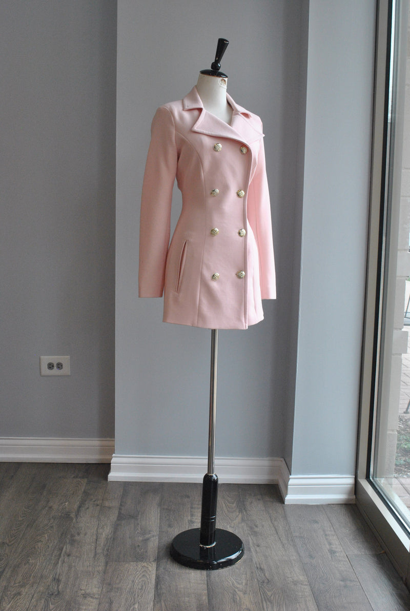 BLUSH PINK SPRING DOUBLE BREASTED JACKET