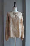 BEIGE SNAKE PRINT BLOUSE WITH STATEMENT SLEEVES