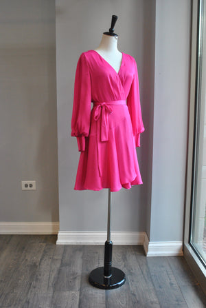 HOT PINK WRAP DRESS