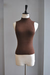 CHOCOLATE BROWN BASIC TOP WITH HIGH NECK