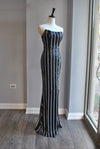 BLACK SEQUIN LONG EVENING GOWN
