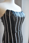 BLACK SEQUIN LONG EVENING GOWN