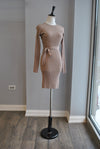 TAUPE SWEATER DRESS WITH A BELT
