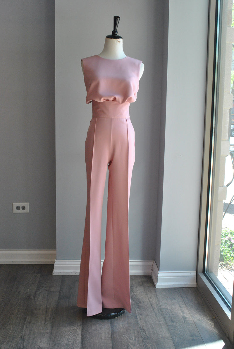 BLUSH PINK SET OF HIGH WAISTED PANTS AND CROPPED PANTS
