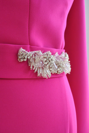 ORCHID LONG EVENING GOWN WITH CRYSTAL DETAILS