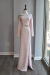 BLUSH PINK LONG GOWN WITH CRYSTALS
