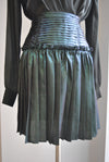 DARK GREEN MINI PLEATED SKIRT