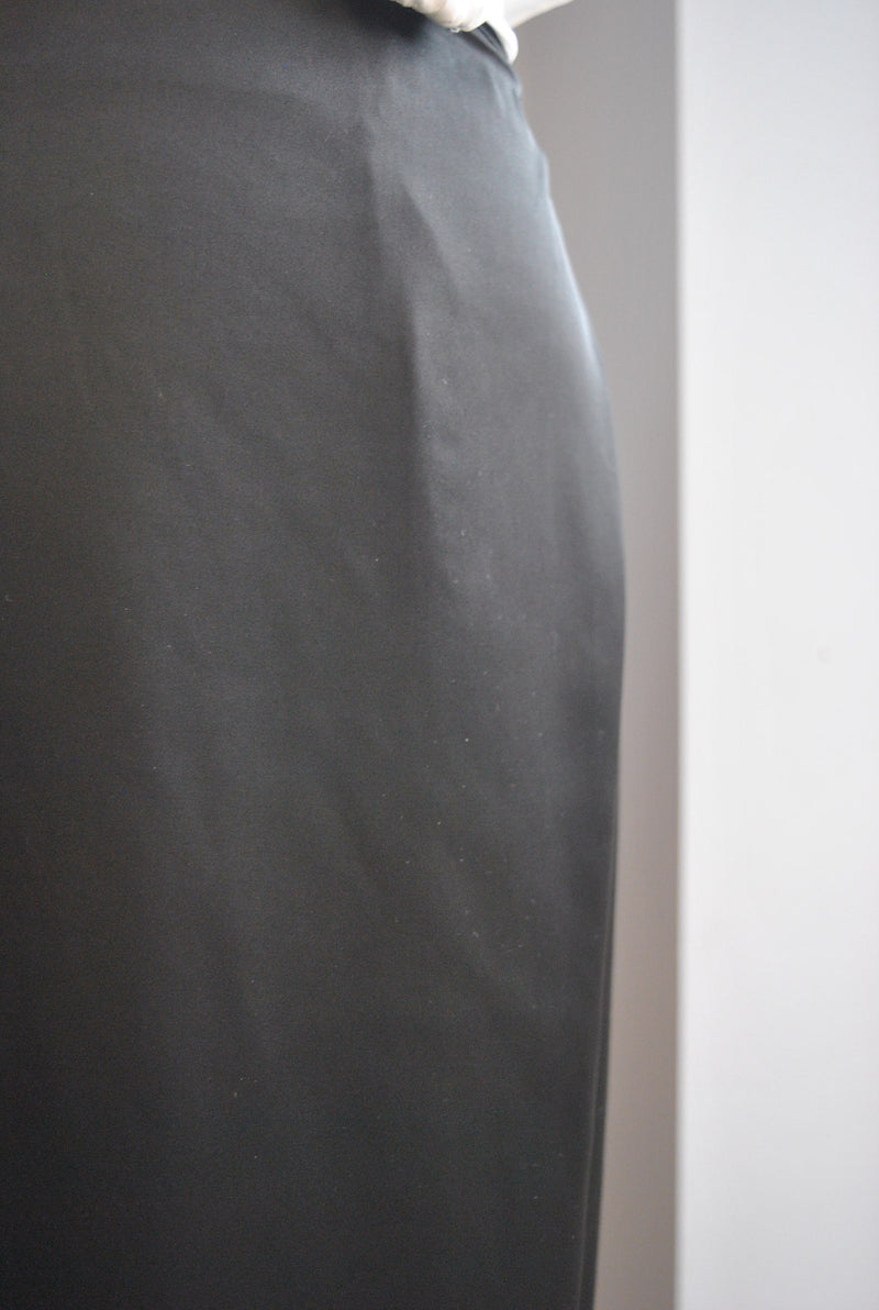 BLACK PALAZZO SILKY FLAIR HIGH WAISTED PANTS