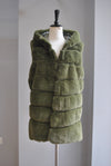 OLIVE GREEN FAUX FUR VEST