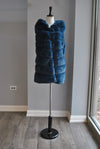 MIDNIGHT BLUE FAUX FUR VEST WITH A HOODIE
