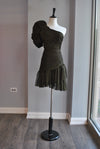 CLEARANCE - NAVY BLUE SILKY LONG DRESS WITH OPEN BACK AND SIDE SLIT