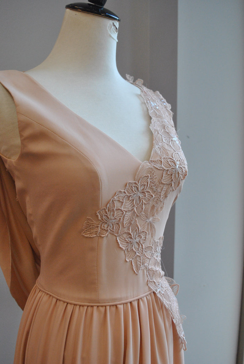 CLEARANCE - BLUSH PINK LONG EVENING GOWN WITH OPEN BACK