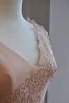CLEARANCE - BLUSH PINK LONG EVENING GOWN WITH OPEN BACK
