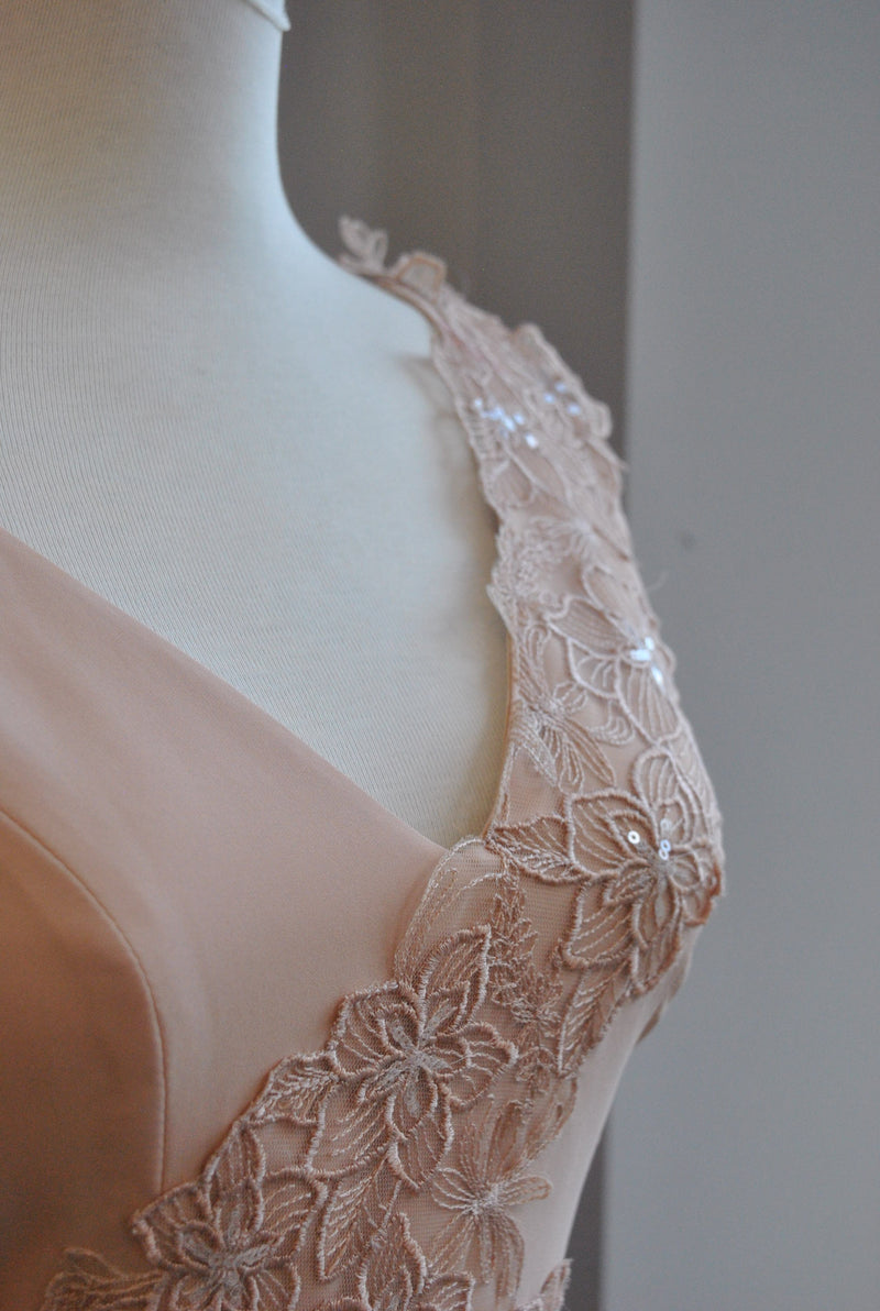 CLEARANCE - BLUSH PINK LONG EVENING GOWN WITH OPEN BACK