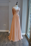 CLEARANCE - BLUSH PINK LONG EVENING GOWN WITH OPEN BACK