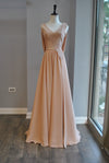 CLEARANCE - BLUSH PINK LONG EVENING GOWN WITH OPEN BACK
