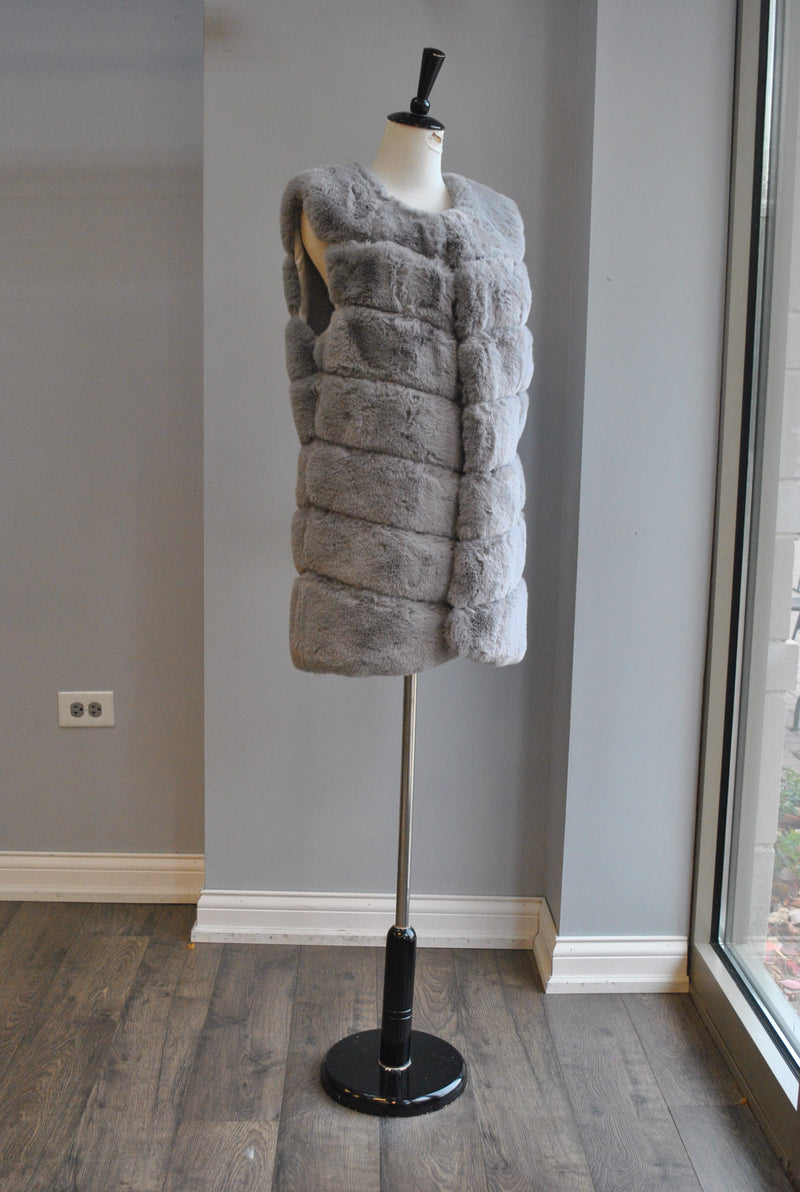 DARK GREY FAUX FUR VEST