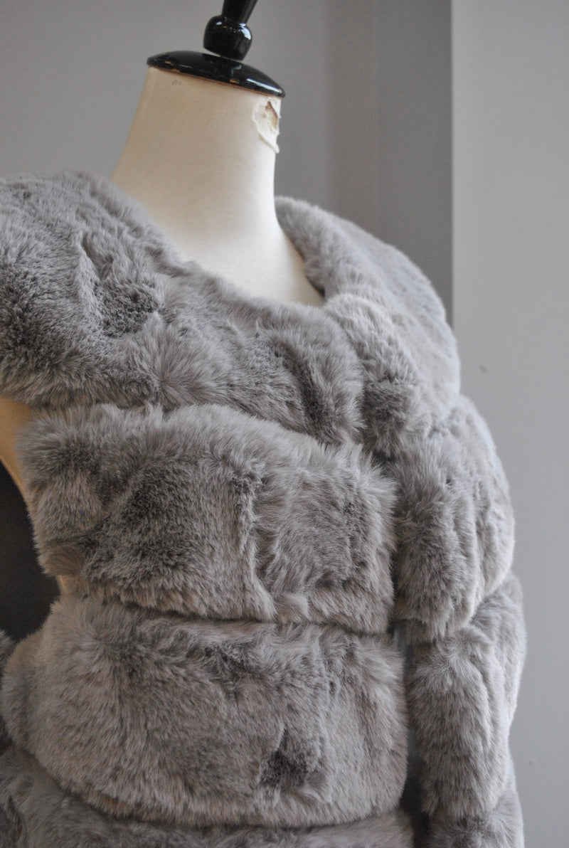 DARK GREY FAUX FUR VEST