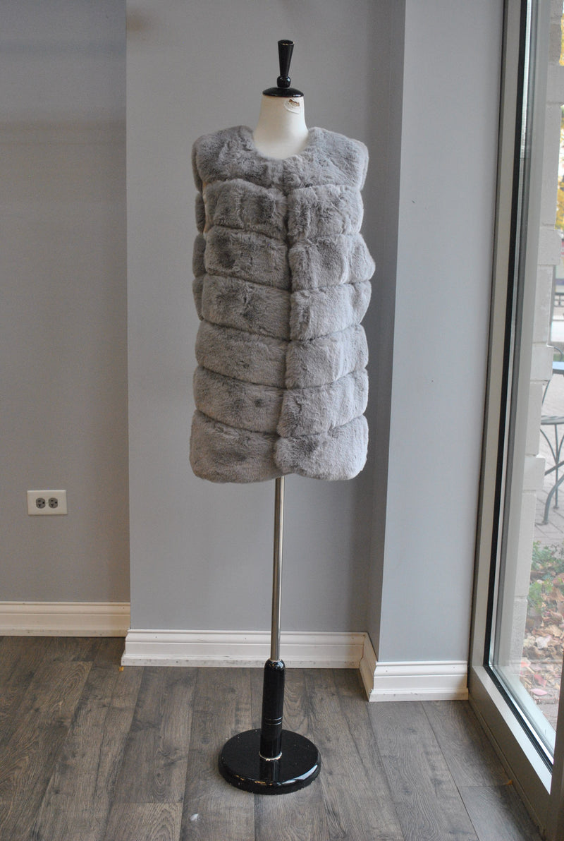 DARK GREY FAUX FUR VEST