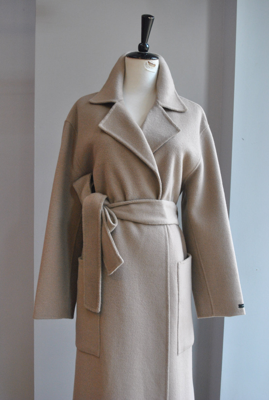 TAUPE WOOL HANDMADE WRAP COAT