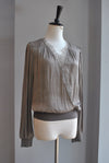 TAUPE SILKY TOP WITH LACE