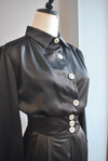 CLEARANCE - BLACK SILKY SET OF HIGH WAISTED PANTS AND A BLOUSE