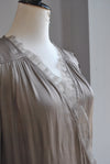 TAUPE SILKY TOP WITH LACE