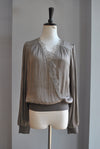 TAUPE SILKY TOP WITH LACE