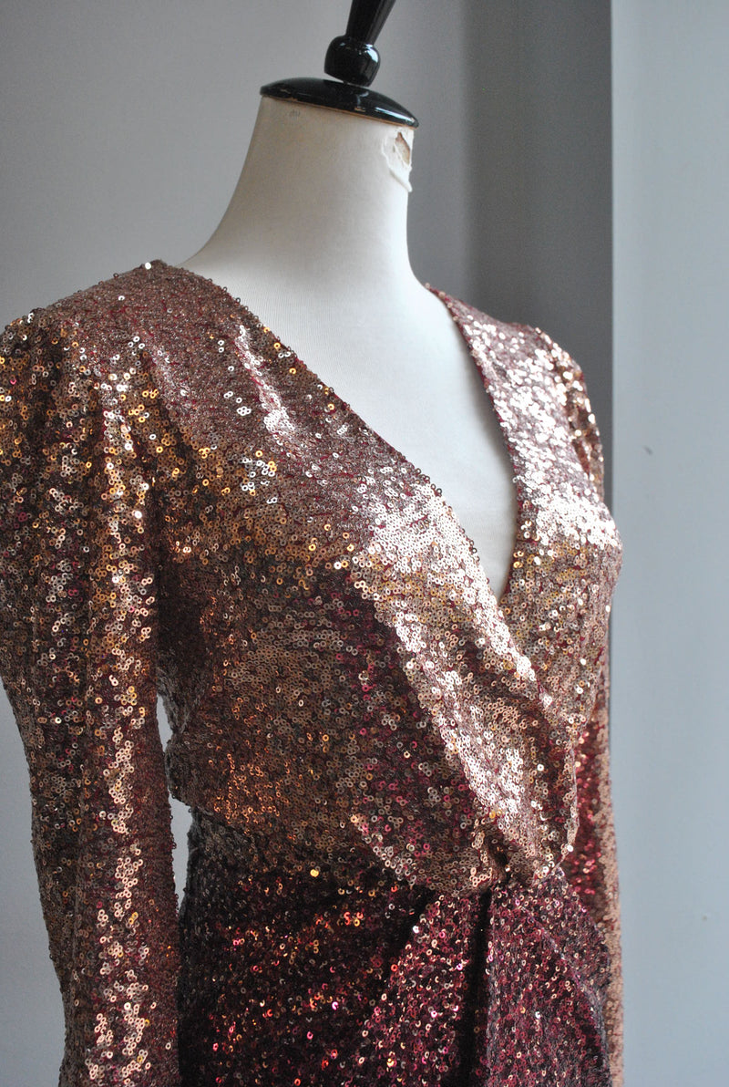 CRANBERRY OMBRE SEQUIN PARTY MINI DRESS
