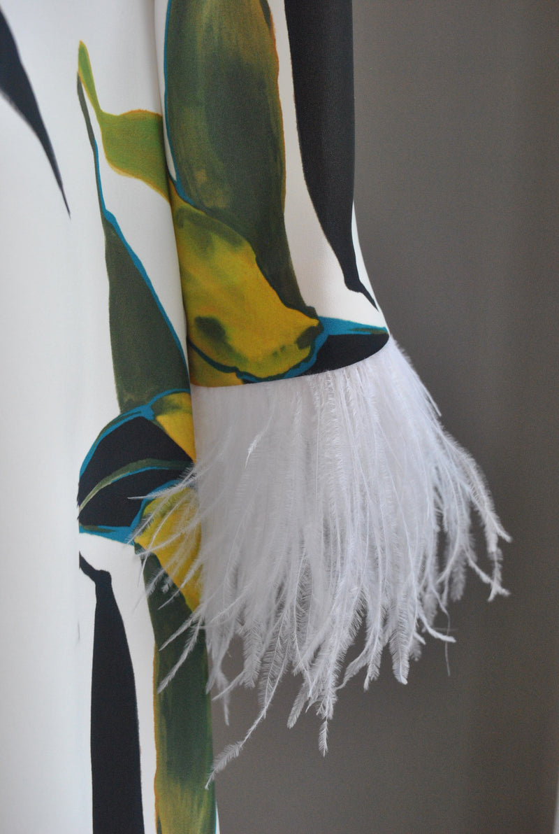 MULTICOLOR TUNIC WITH FEATHERS