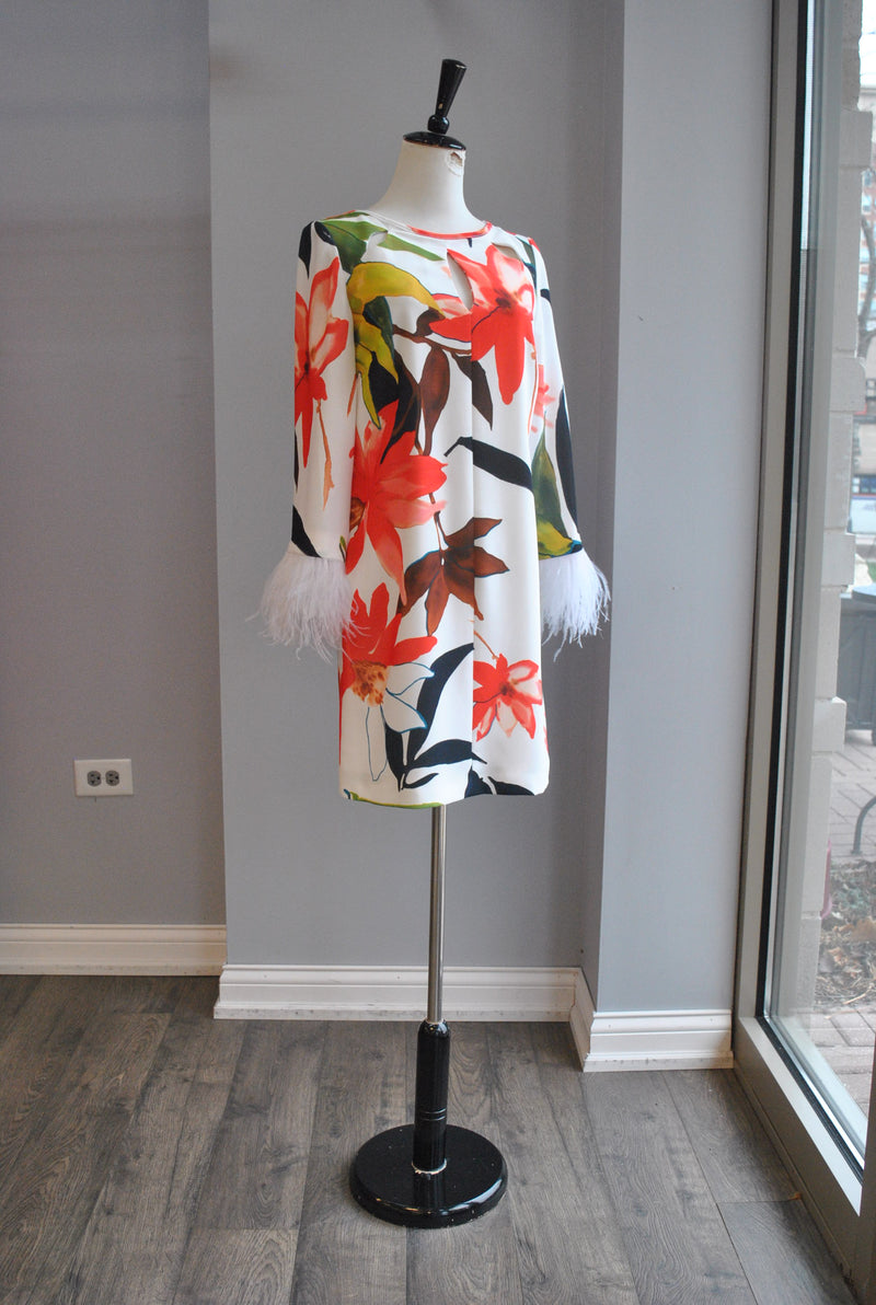 MULTICOLOR TUNIC WITH FEATHERS