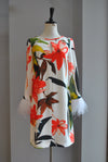 MULTICOLOR TUNIC WITH FEATHERS