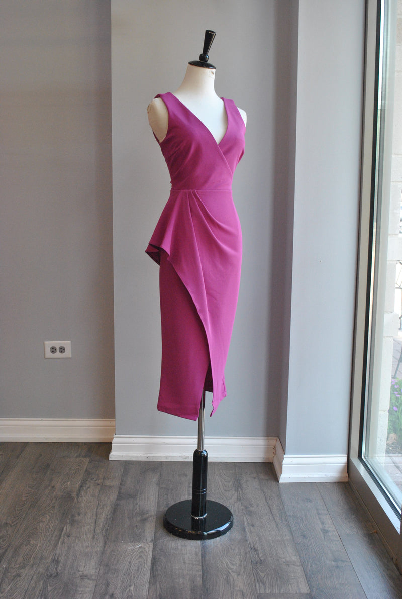 ORCHID MIDI DRESS WITH FRONT RUSHING