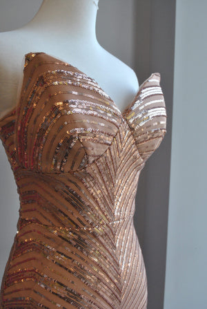 ROSE GOLD MIDI SEQUIN DRESS