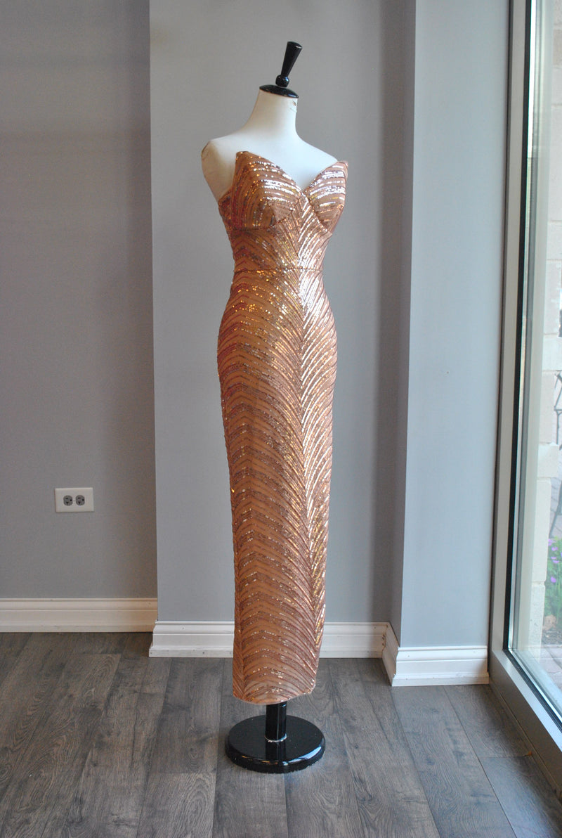 ROSE GOLD MIDI SEQUIN DRESS Le Obsession Boutique ROSE GOLD MIDI SEQUIN DRESS Le Obsession Boutique