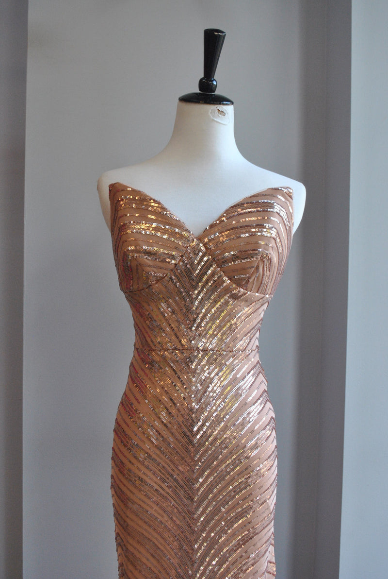 ROSE GOLD MIDI SEQUIN DRESS Le Obsession Boutique ROSE GOLD MIDI SEQUIN DRESS Le Obsession Boutique
