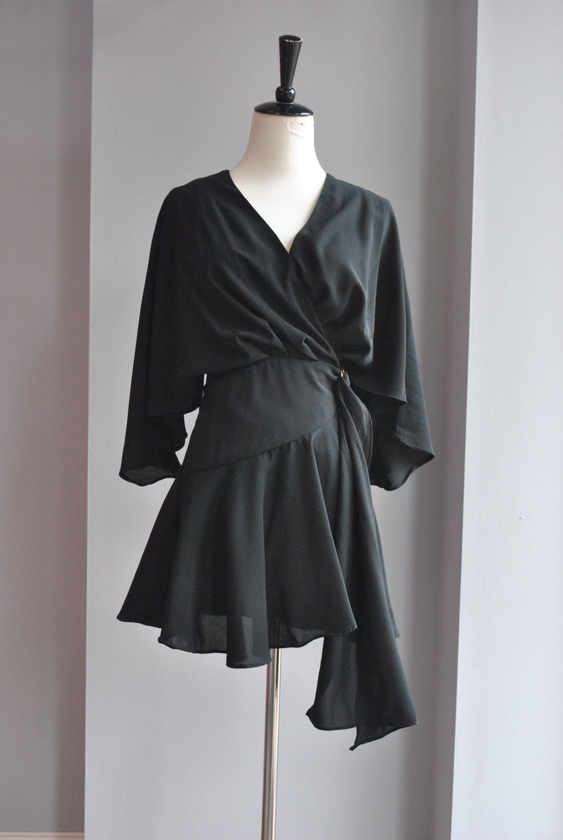 BLACK SUMMER ROMPER WITH SIDE BUCKLE