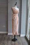 PEACH COLOR ASYMMETRIC HIGH AND LOW DRESS