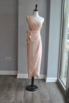 PEACH COLOR ASYMMETRIC HIGH AND LOW DRESS