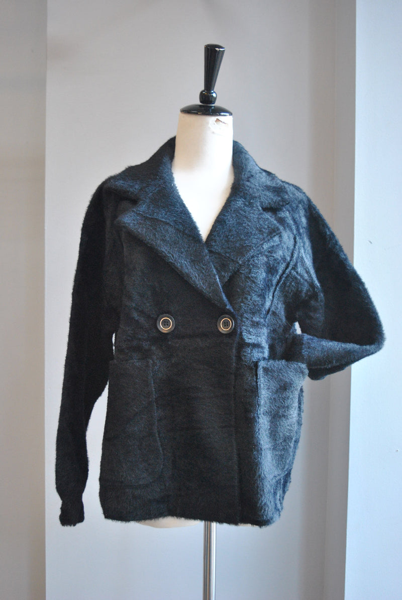 BLACK SHORT ALPAKA JACKET
