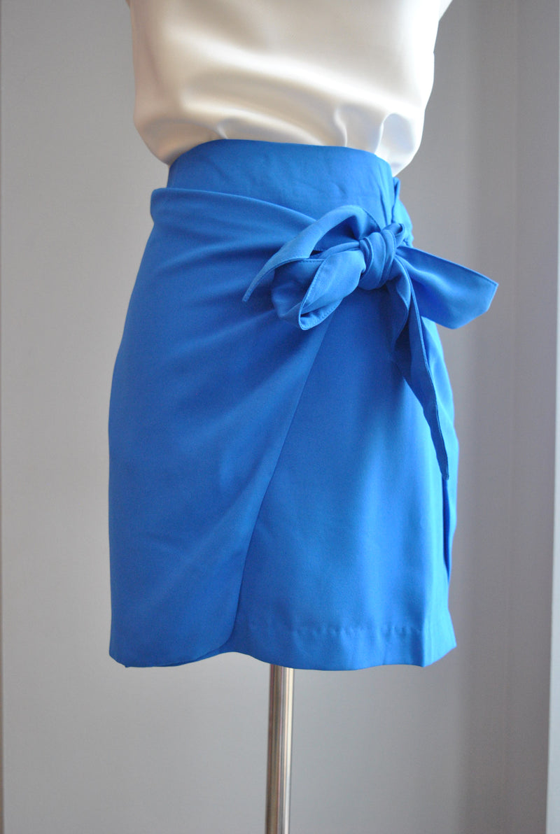 COBALT BLUE MINI SKIRT WITH SIDE TIE