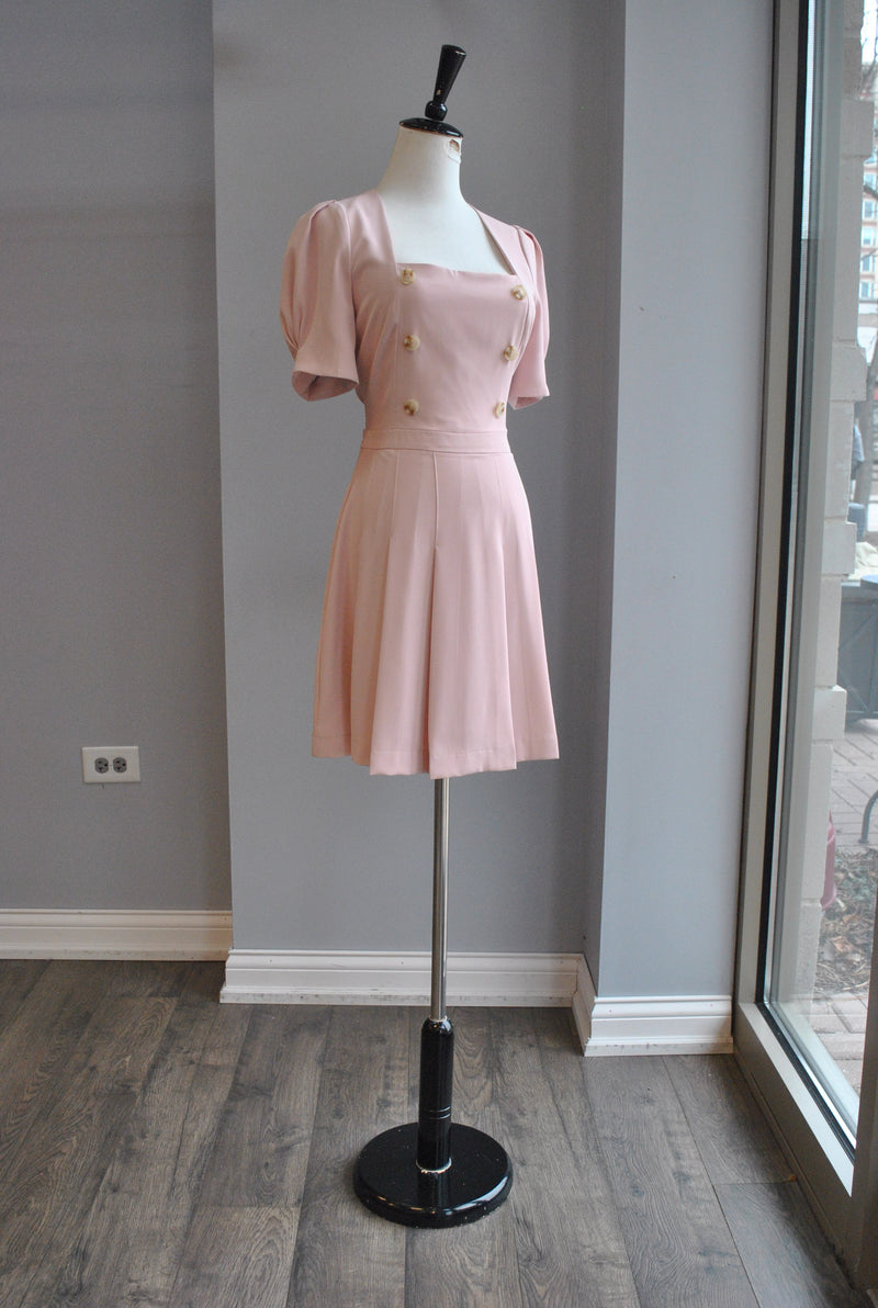 CLEARANCE - BLUSH PINK FIT AND FLAIR DRESS