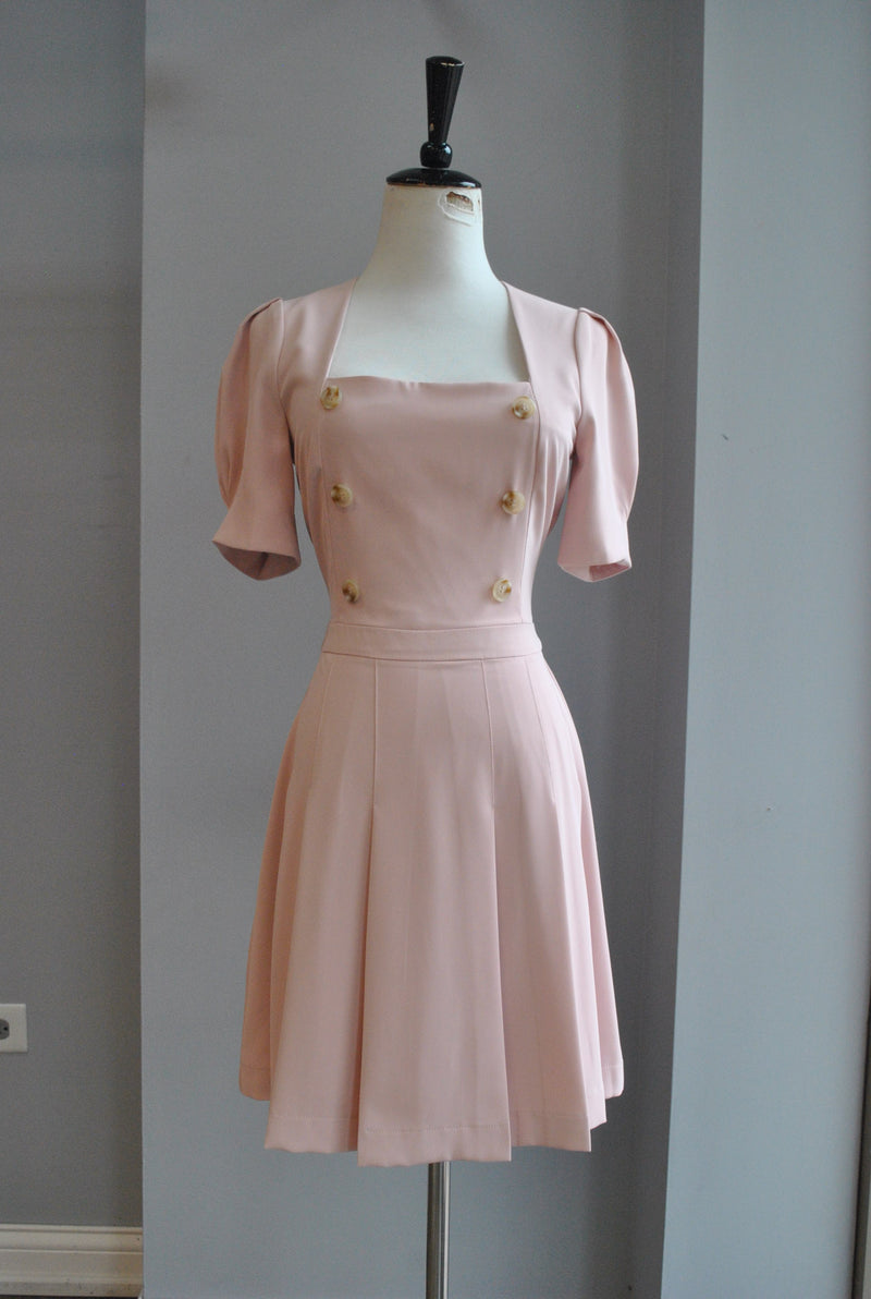 CLEARANCE - BLUSH PINK FIT AND FLAIR DRESS