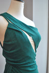 CLEARANCE - EMERALD GREEN LONG EVENING DRESS WITH SIDE SLIP