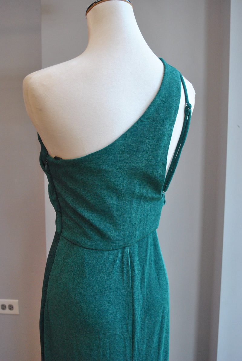 CLEARANCE - EMERALD GREEN LONG EVENING DRESS WITH SIDE SLIP