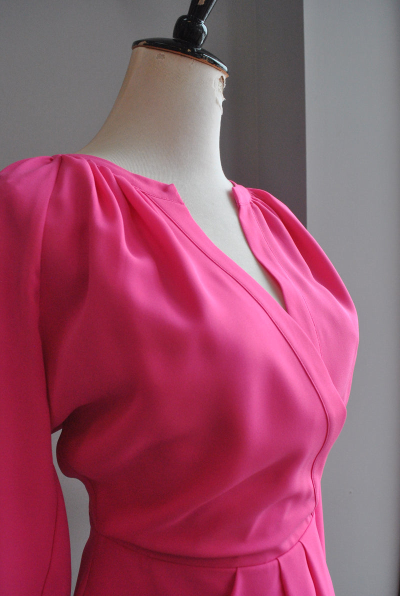 FUCHSIA SUMMER DRESS WITH RUSHING