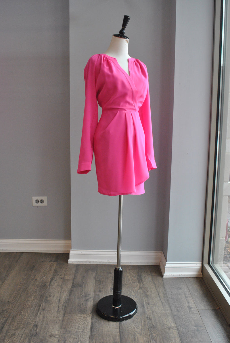 FUCHSIA SUMMER DRESS WITH RUSHING