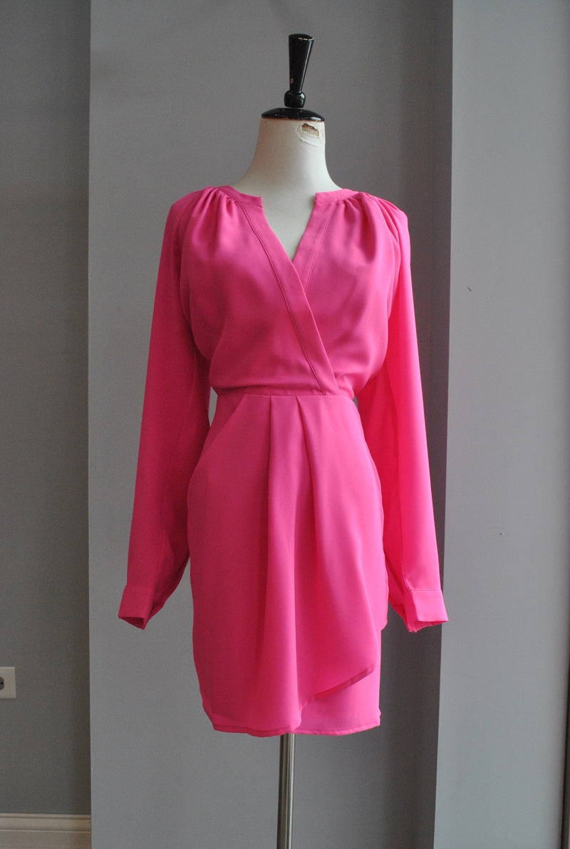 FUCHSIA SUMMER DRESS WITH RUSHING