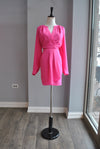 FUCHSIA SUMMER DRESS WITH RUSHING